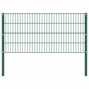 vidaXL Fence Panel with Posts Iron 176.5 x 80 cm Green