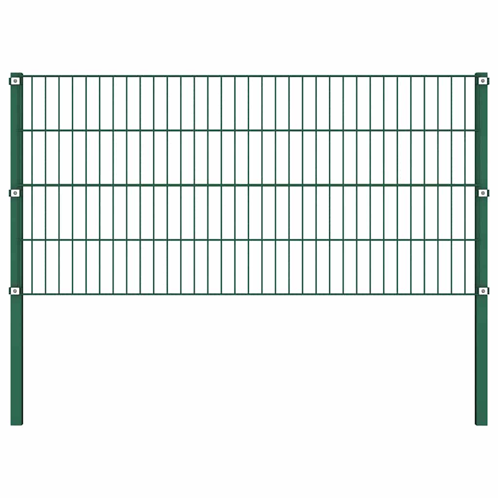 vidaXL Fence Panel with Posts Iron 176.5 x 80 cm Green