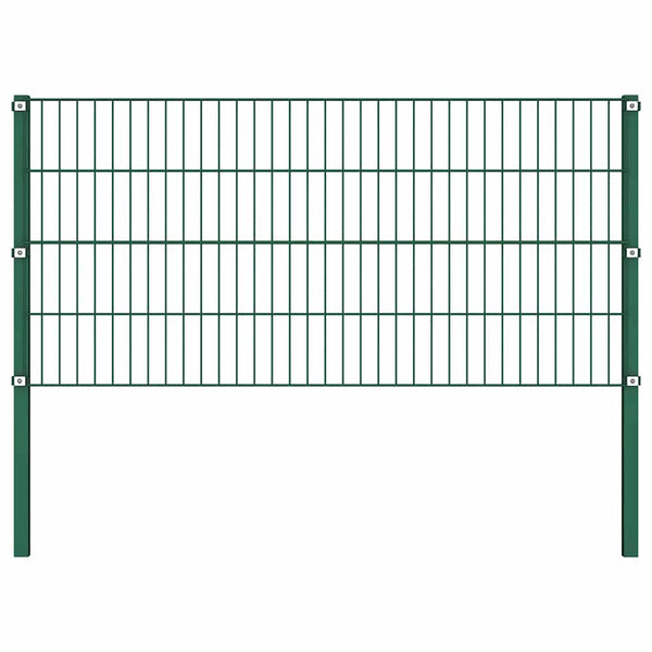 vidaXL Fence Panel with Posts Iron 176.5 x 80 cm Green