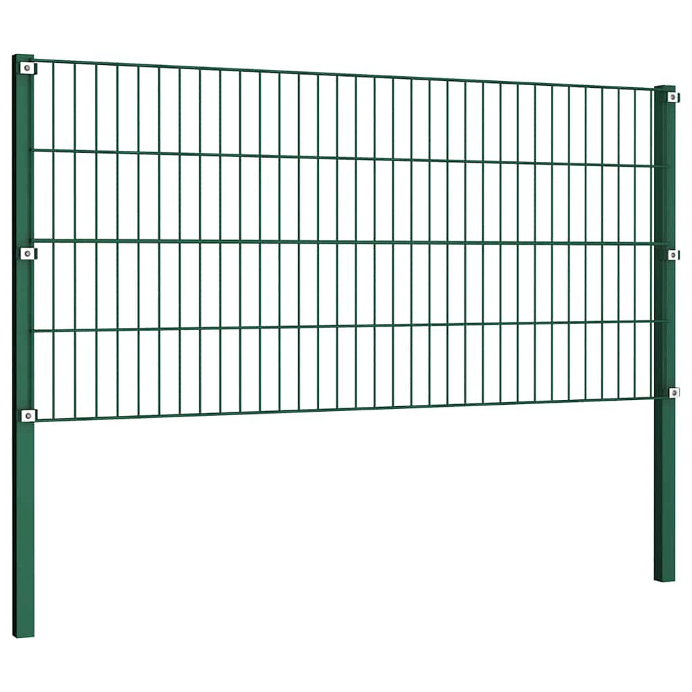 vidaXL Fence Panel with Posts Iron 176.5 x 80 cm Green