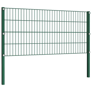 vidaXL Fence Panel with Posts Iron 176.5 x 80 cm Green