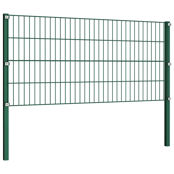 vidaXL Fence Panel with Posts Iron 176.5 x 80 cm Green