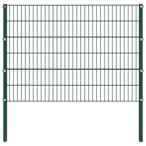 vidaXL Fence Panel with Posts Iron 176.5 x 120 cm Green