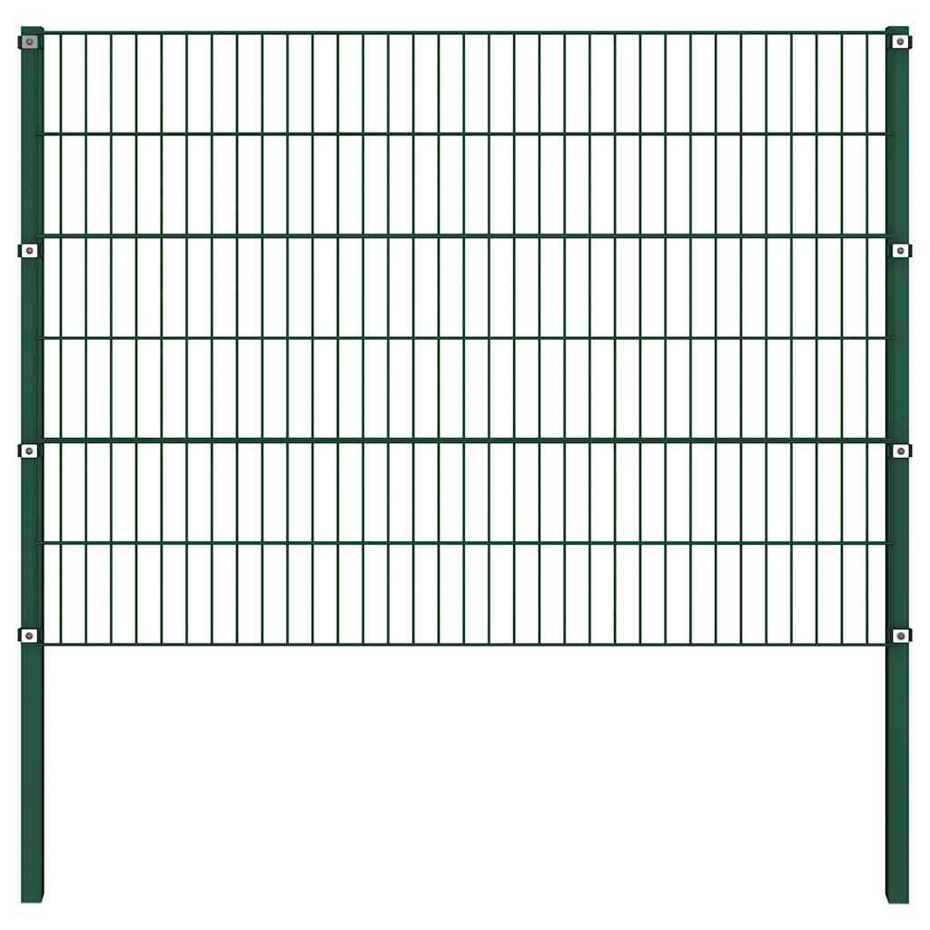 vidaXL Fence Panel with Posts Iron 176.5 x 120 cm Green