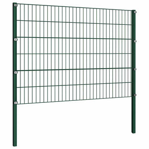 vidaXL Fence Panel with Posts Iron 176.5 x 120 cm Green