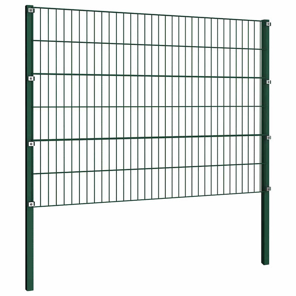 vidaXL Fence Panel with Posts Iron 176.5 x 120 cm Green