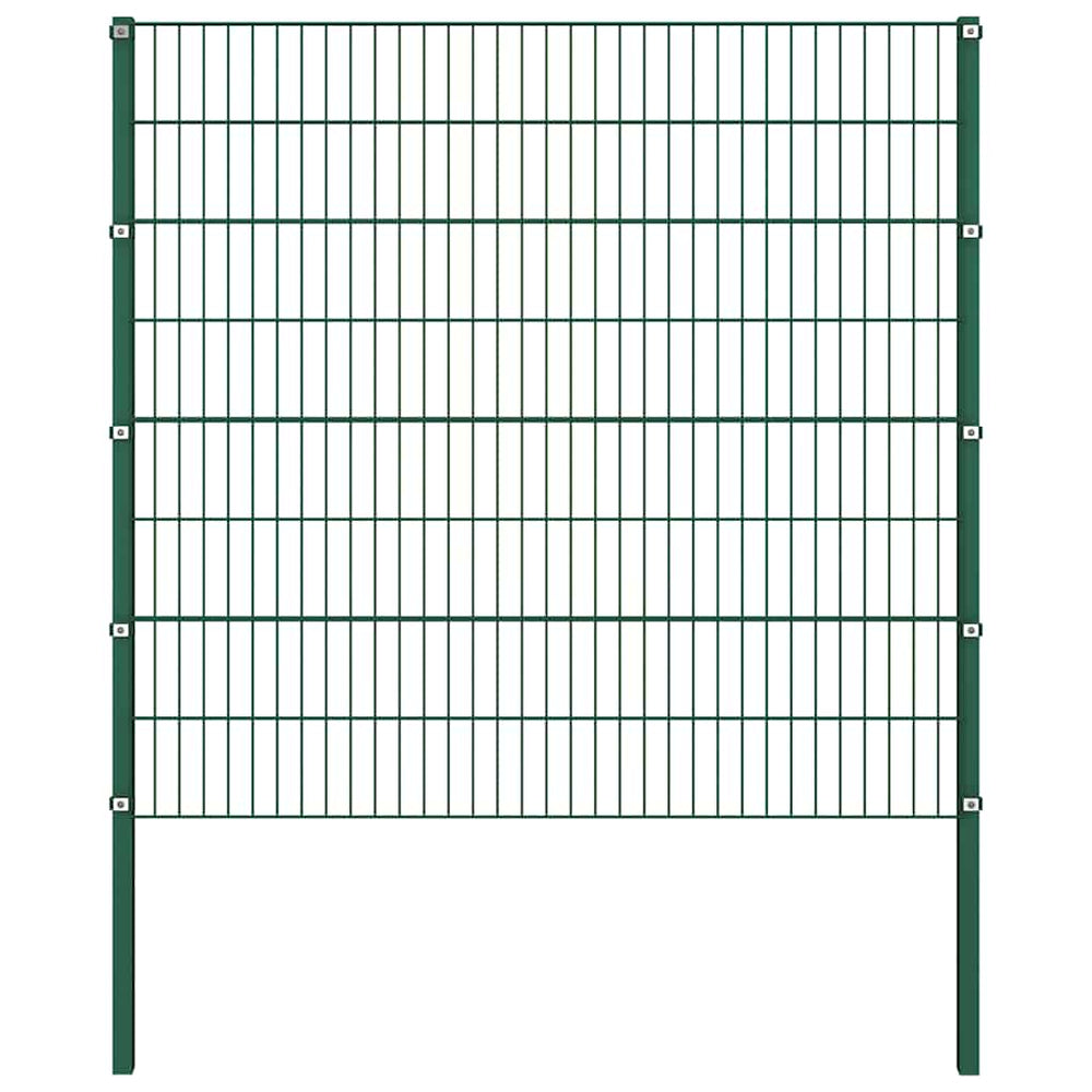 vidaXL Fence Panel with Posts Iron 176.5 x 160 cm Green