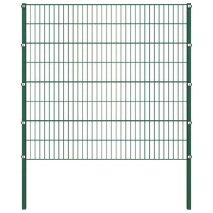 vidaXL Fence Panel with Posts Iron 176.5 x 160 cm Green