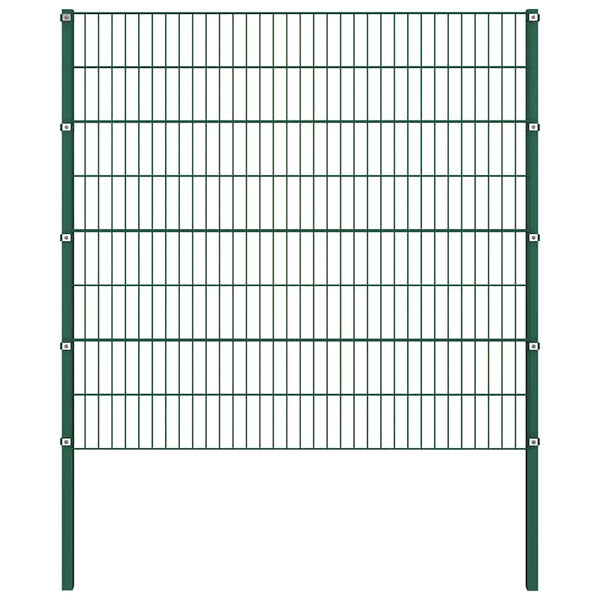 vidaXL Fence Panel with Posts Iron 176.5 x 160 cm Green