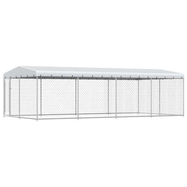 vidaXL Outdoor Dog Kennel with Roof 7.6x3.8x2.3 m