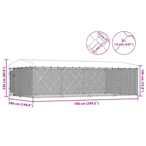 vidaXL Outdoor Dog Kennel with Roof 7.6x3.8x2.3 m