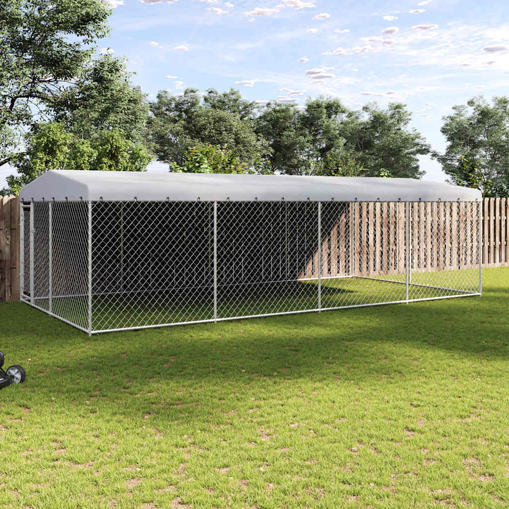 vidaXL Outdoor Dog Kennel with Roof 7.6x3.8x2.3 m