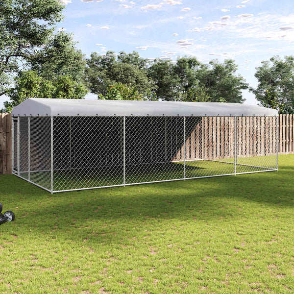 vidaXL Outdoor Dog Kennel with Roof 7.6x3.8x2.3 m
