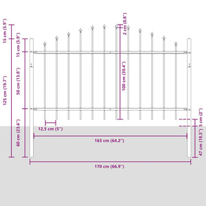 vidaXL Garden Fence Woerden with Spear Top Steel 170 x 100 cm Black