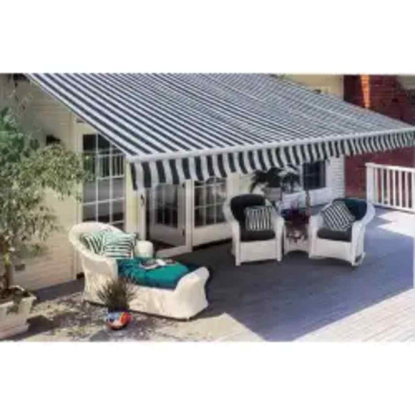 vidaXL Motorized Retractable Awning 600 cm Blue/White