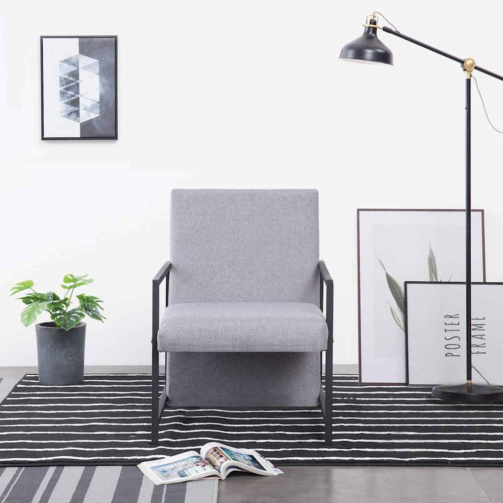 vidaXL Armchair Light Grey Fabric