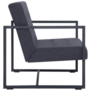vidaXL 2-Seater Sofa with Armrests Dark Grey Steel and Fabric