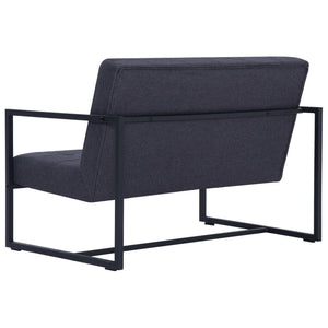 vidaXL 2-Seater Sofa with Armrests Dark Grey Steel and Fabric