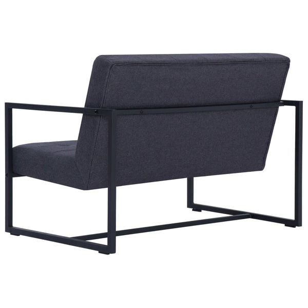 vidaXL 2-Seater Sofa with Armrests Dark Grey Steel and Fabric