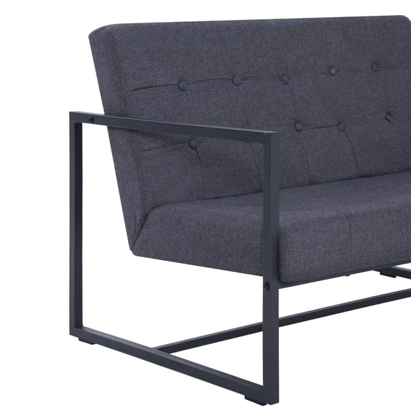 vidaXL 2-Seater Sofa with Armrests Dark Grey Steel and Fabric