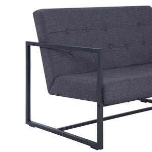 vidaXL 2-Seater Sofa with Armrests Dark Grey Steel and Fabric