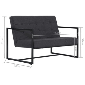 vidaXL 2-Seater Sofa with Armrests Dark Grey Steel and Fabric