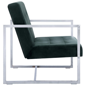 vidaXL 2-Seater Sofa with Armrests Dark Green Chrome and Velvet