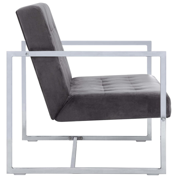 vidaXL 2-Seater Sofa with Armrests Dark Grey Chrome and Velvet