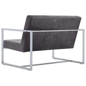 vidaXL 2-Seater Sofa with Armrests Dark Grey Chrome and Velvet