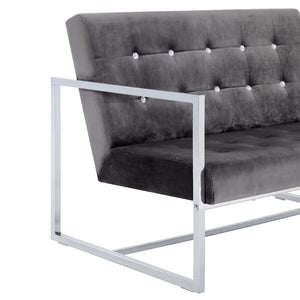 vidaXL 2-Seater Sofa with Armrests Dark Grey Chrome and Velvet