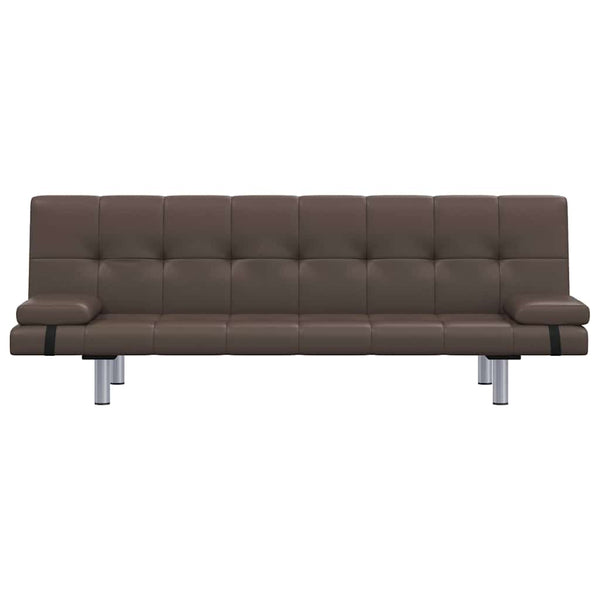 vidaXL Sofa Bed with 2 Pillows Faux Leather Extendable Brown