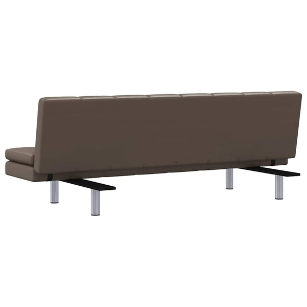 vidaXL Sofa Bed with 2 Pillows Faux Leather Extendable Brown