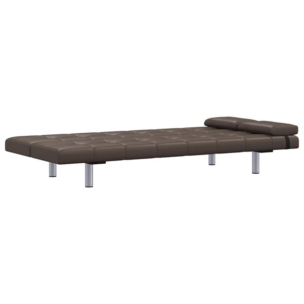 vidaXL Sofa Bed with 2 Pillows Faux Leather Extendable Brown