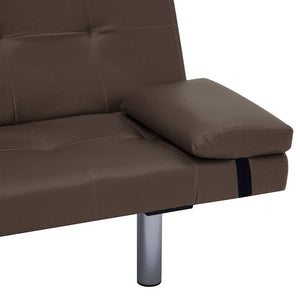 vidaXL Sofa Bed with 2 Pillows Faux Leather Extendable Brown