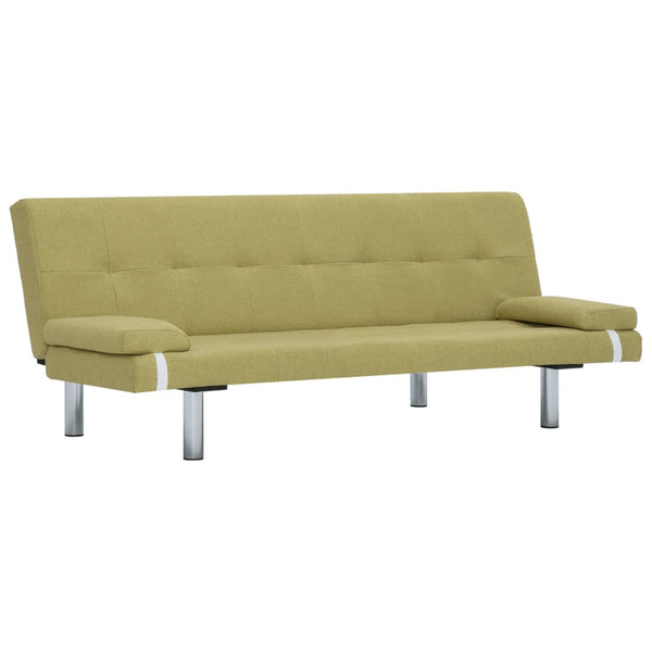 vidaXL Sofa Bed with Two Pillows Green Polyester