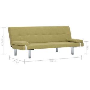 vidaXL Sofa Bed with Two Pillows Green Polyester