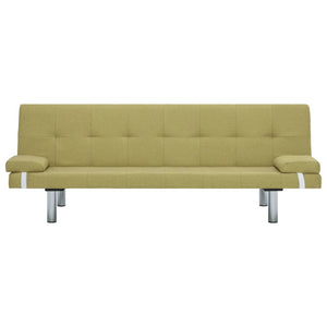 vidaXL Sofa Bed with Two Pillows Green Polyester