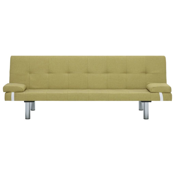 vidaXL Sofa Bed with Two Pillows Green Polyester