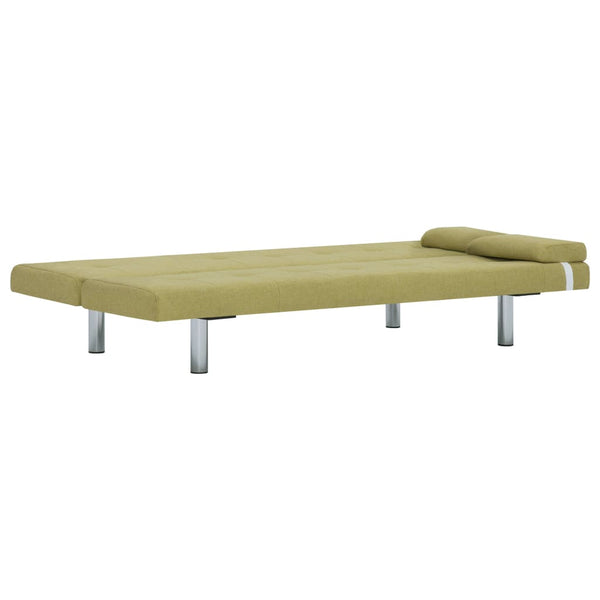 vidaXL Sofa Bed with Two Pillows Green Polyester