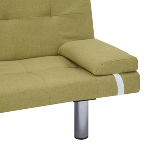 vidaXL Sofa Bed with Two Pillows Green Polyester