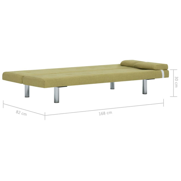 vidaXL Sofa Bed with Two Pillows Green Polyester