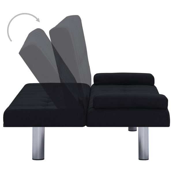 vidaXL Sofa Bed with Two Pillows Black Polyester