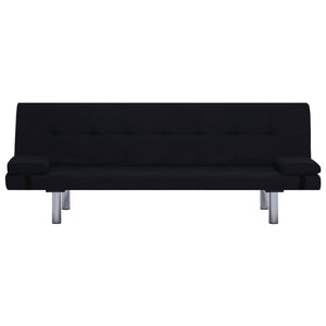 vidaXL Sofa Bed with Two Pillows Black Polyester