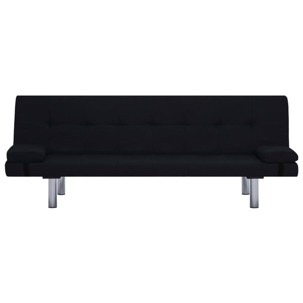 vidaXL Sofa Bed with Two Pillows Black Polyester