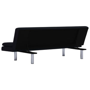 vidaXL Sofa Bed with Two Pillows Black Polyester