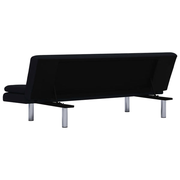 vidaXL Sofa Bed with Two Pillows Black Polyester