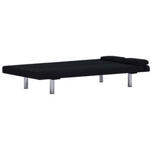 vidaXL Sofa Bed with Two Pillows Black Polyester