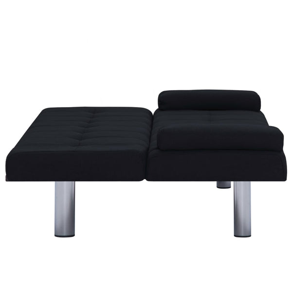 vidaXL Sofa Bed with Two Pillows Black Polyester