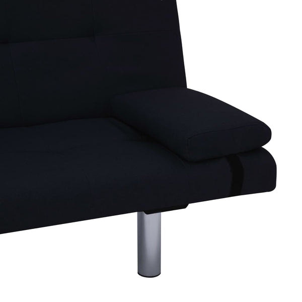 vidaXL Sofa Bed with Two Pillows Black Polyester