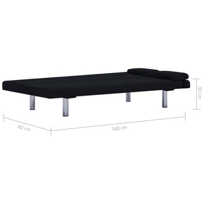 vidaXL Sofa Bed with Two Pillows Black Polyester